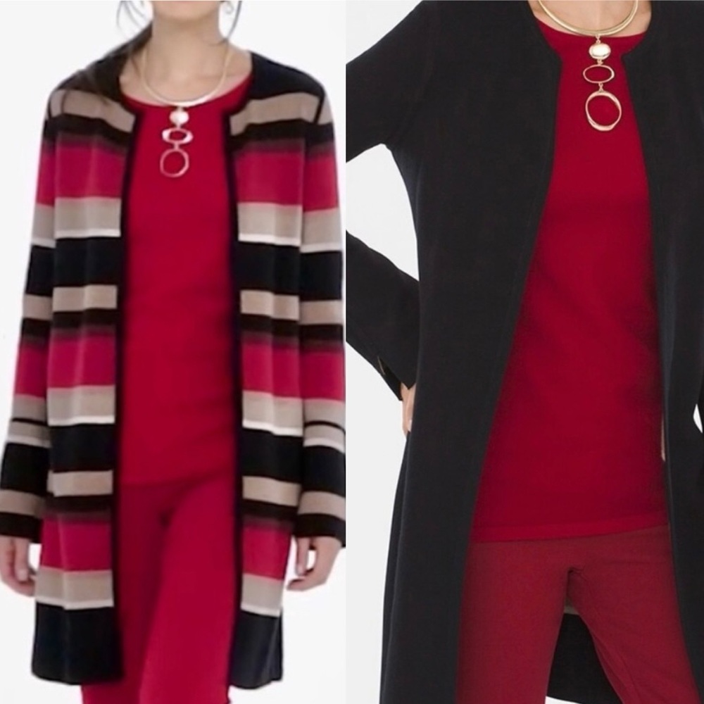 Reversible Cardigan Chicos Black multicolor stripes XL
